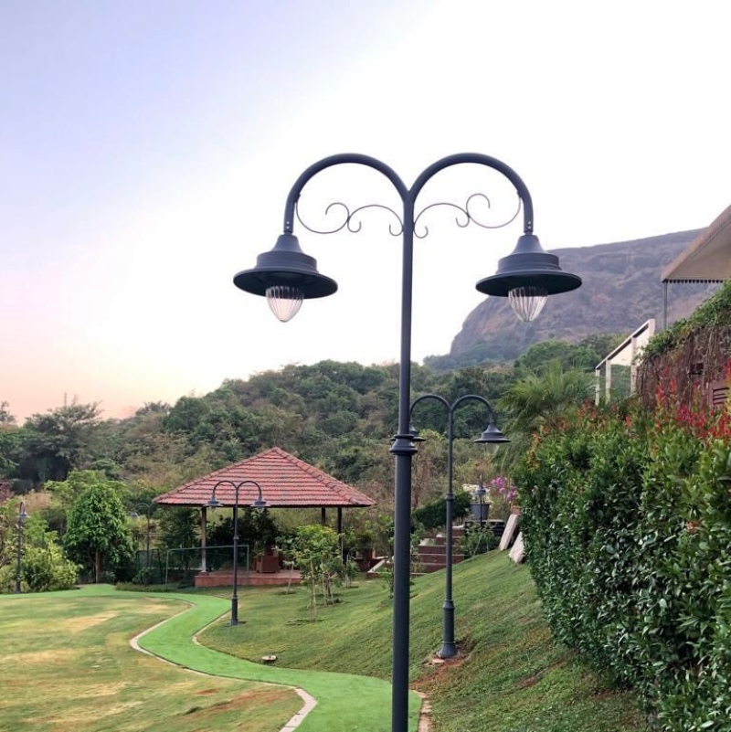 Decorative garden street light pole installed in landscaped park area in Pune India by Surya Traders