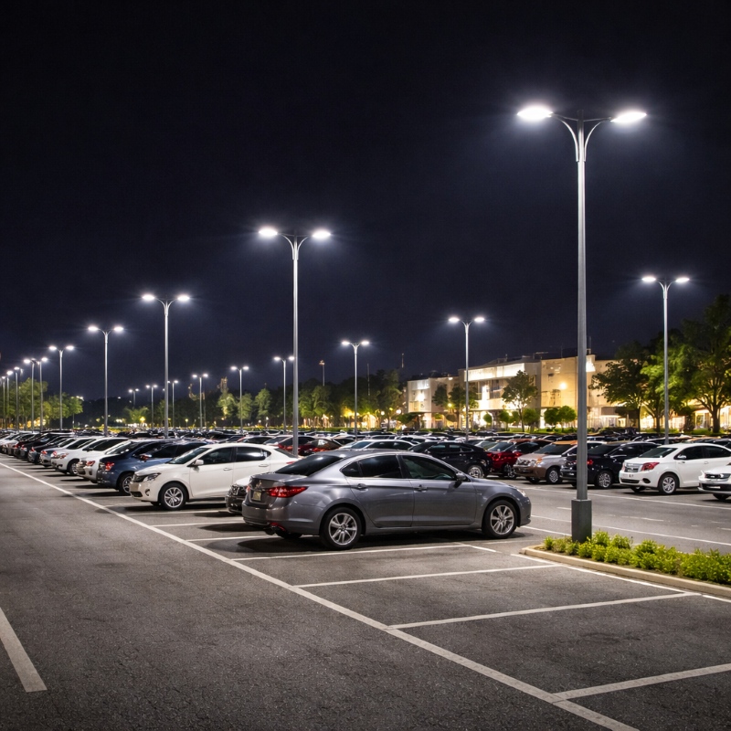 Surya street light pole used in parking area for outdoor lighting and security system in India