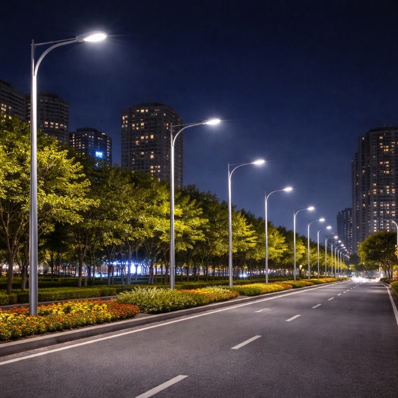 Surya modern street light pole used in smart city LED lighting infrastructure project in India