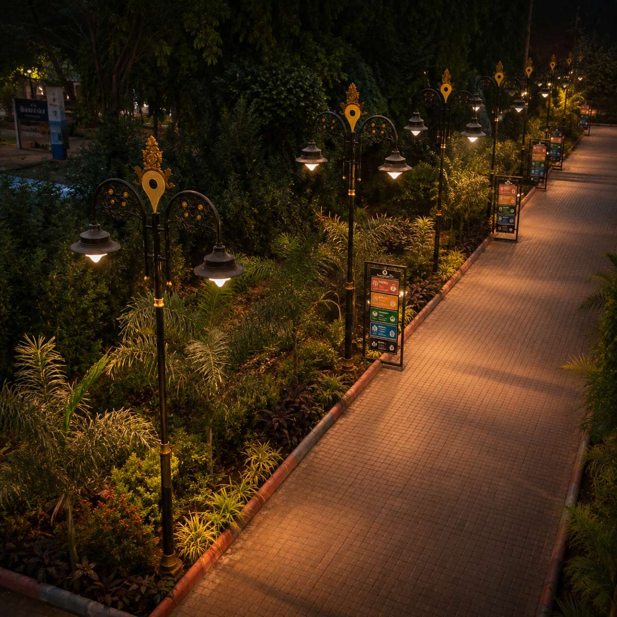 Premium Garden Lighting Pole manufactured for parks and gardens in India using high-quality MS & GI steel with decorative outdoor lighting design.