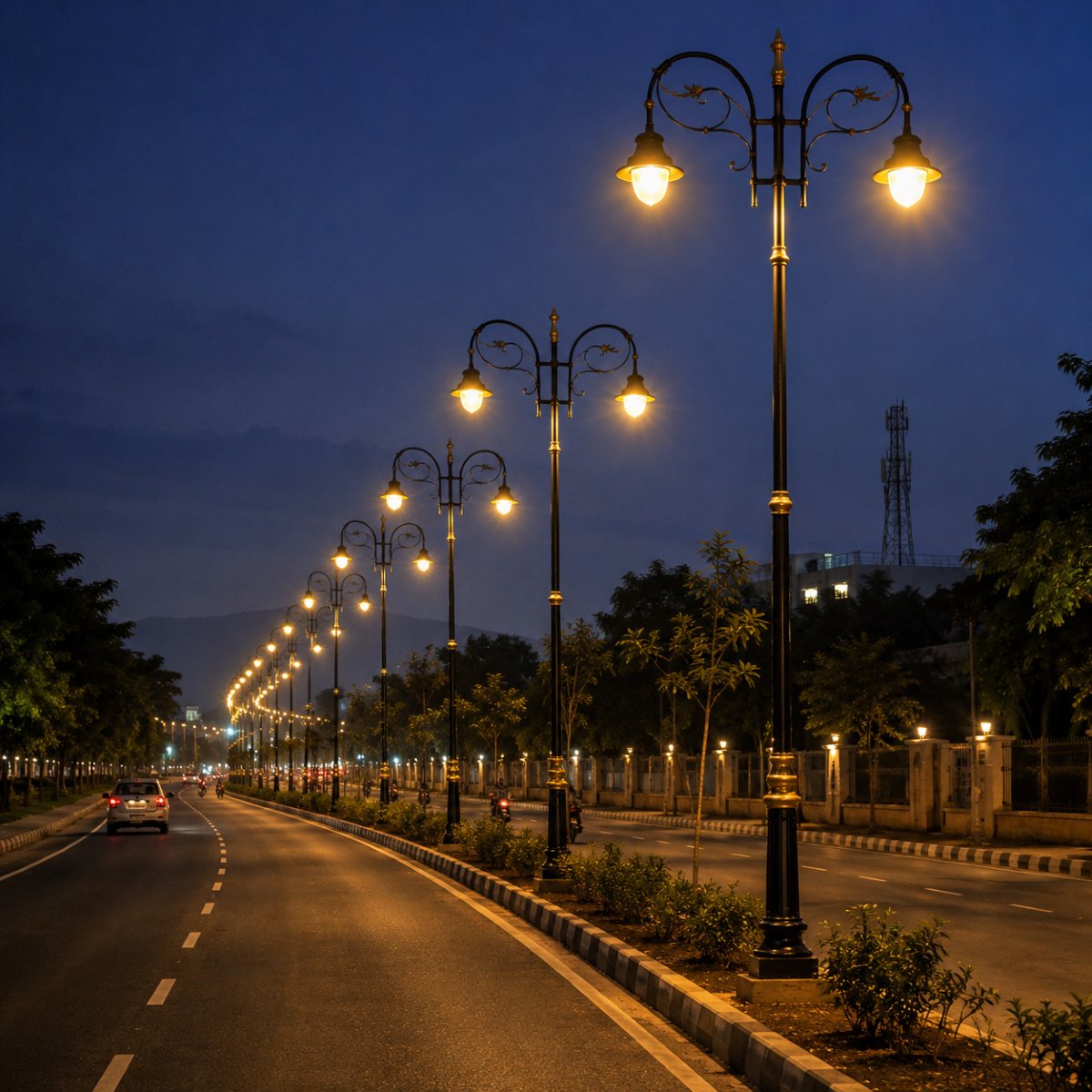 Premium MS Garden Lighting Pole manufactured by Surya Traders for parks, pathways, resorts, landscapes, and outdoor lighting projects in India.