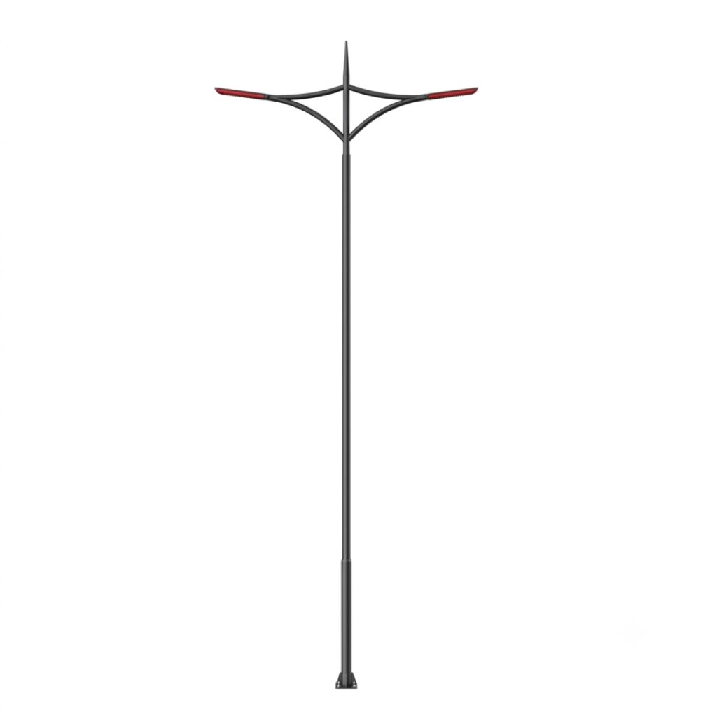 GI hot dip galvanized tubular pole manufactured by Surya Traders in India for LED street lighting, highways, industrial facilities, commercial campuses, and public infrastructure.