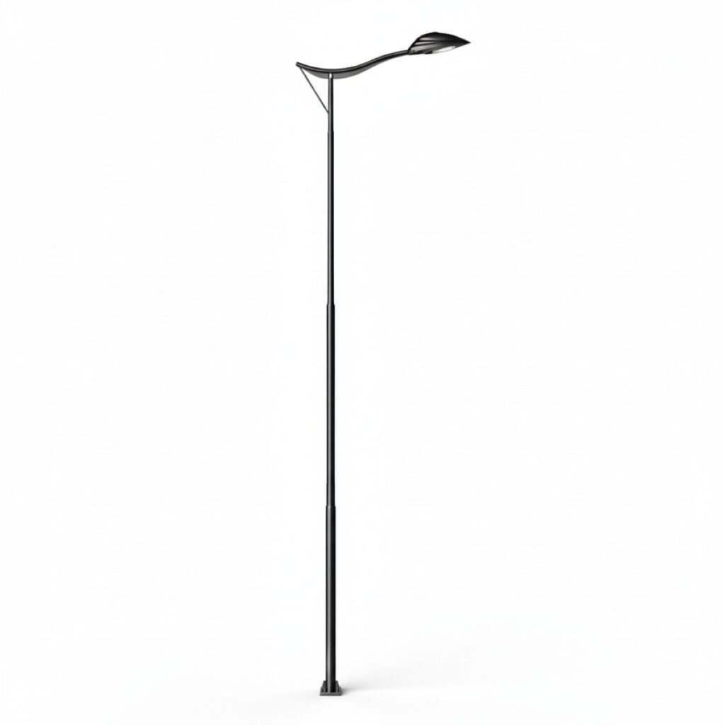 Single arm tubular pole manufactured by Surya Traders in India for focused LED roadway lighting, highways, industrial corridors, commercial layouts, and public infrastructure projects.