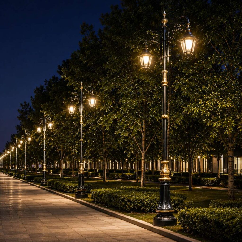 Decorative garden lighting pole by Surya Traders for outdoor parks, gardens, pathways, and landscape lighting.