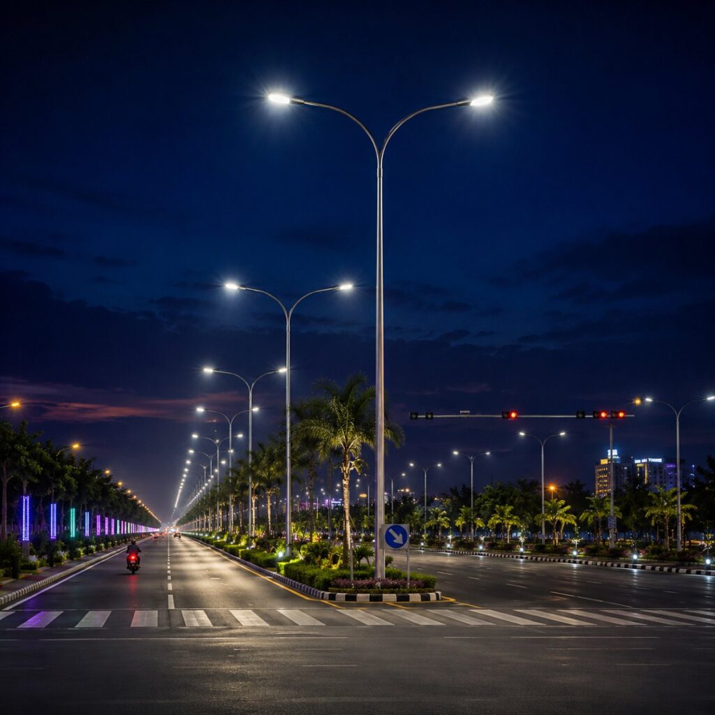 Tubular pole custom engineered by Surya Traders for project-specific outdoor lighting, infrastructure development, and high-performance installations across India.