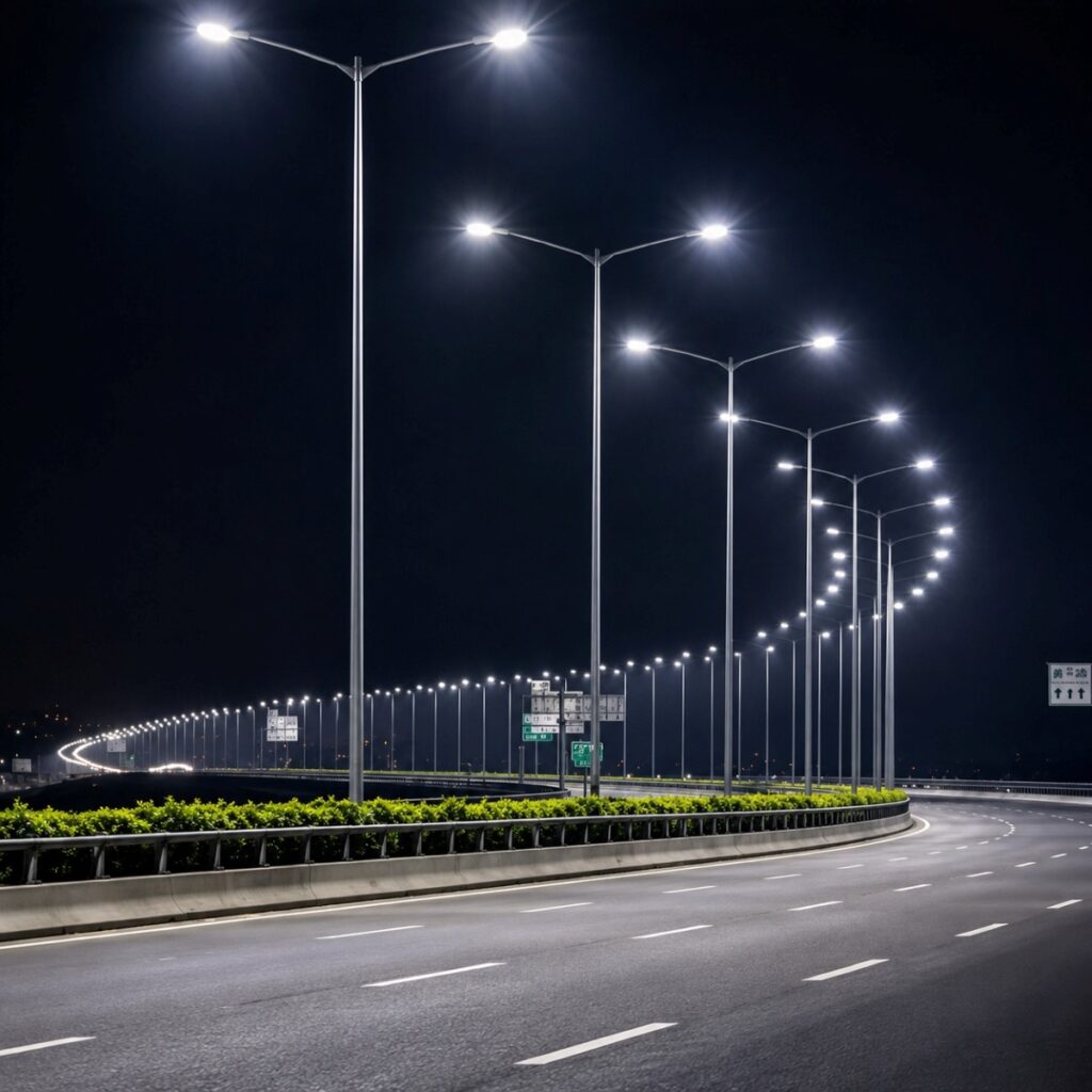 Tubular pole manufacturer in India by Surya Traders, hot-dip galvanized, low maintenance, long service life, corrosion resistant lighting pole for highways, roads, smart cities, industrial areas, and outdoor projects.