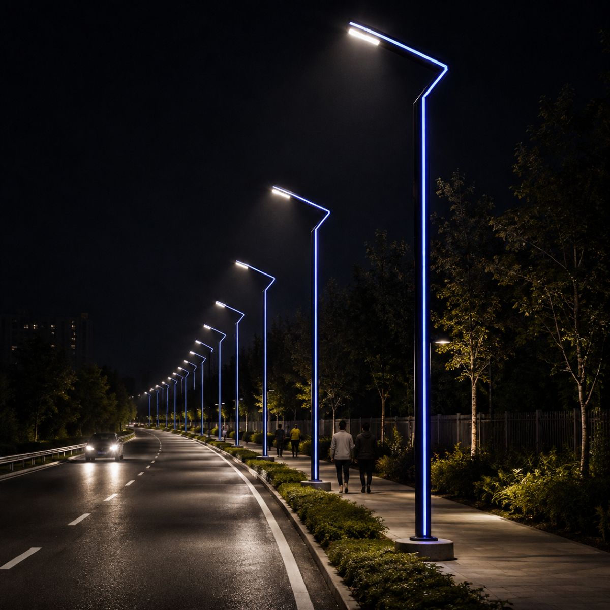 Heavy-duty modern LED street lighting pole manufactured by Surya Traders in Govindpura, Bhopal, for reliable outdoor lighting and infrastructure projects across India.