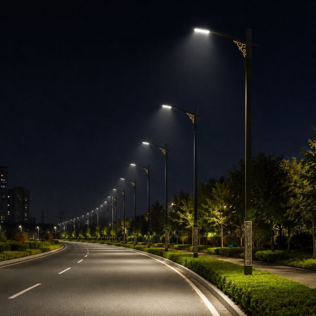 Modern LED lighting pole for outdoor road illumination